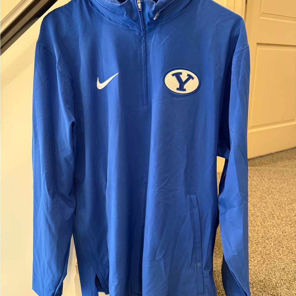 Nike BYU Royal Blue Quarter-Zip Rain Jacket w/ hidden hood